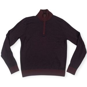 Brooks Brothers Extra Fine Merino Wool 1/4 Zip Sweater Mens Medium Burgundy